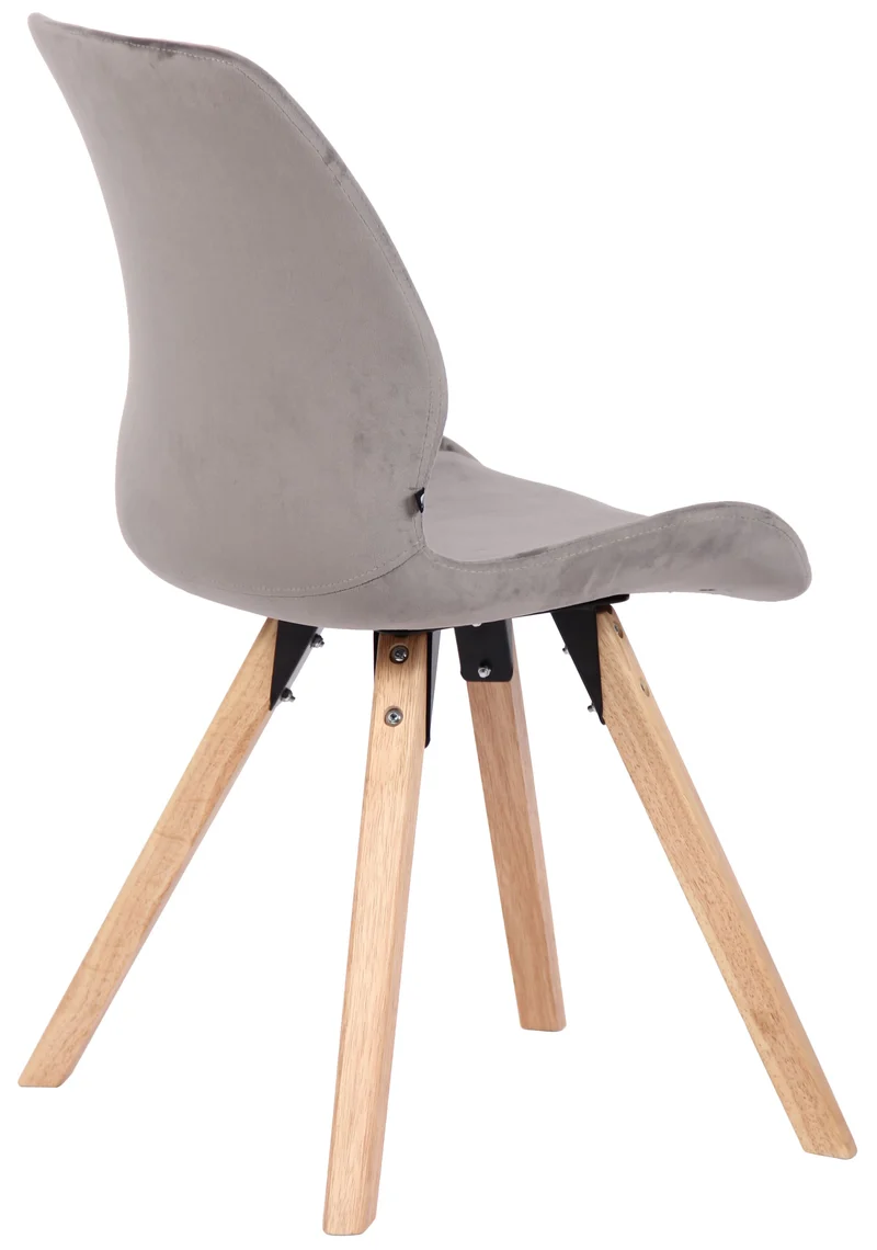 Chaise de salle à manger x1 design scandinave en velours gris et pieds en bois carrés clair 10_0002310