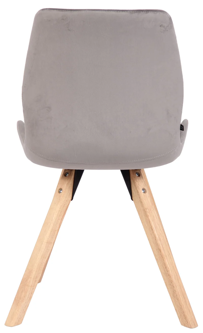 Chaise de salle à manger x1 design scandinave en velours gris et pieds en bois carrés clair 10_0002310