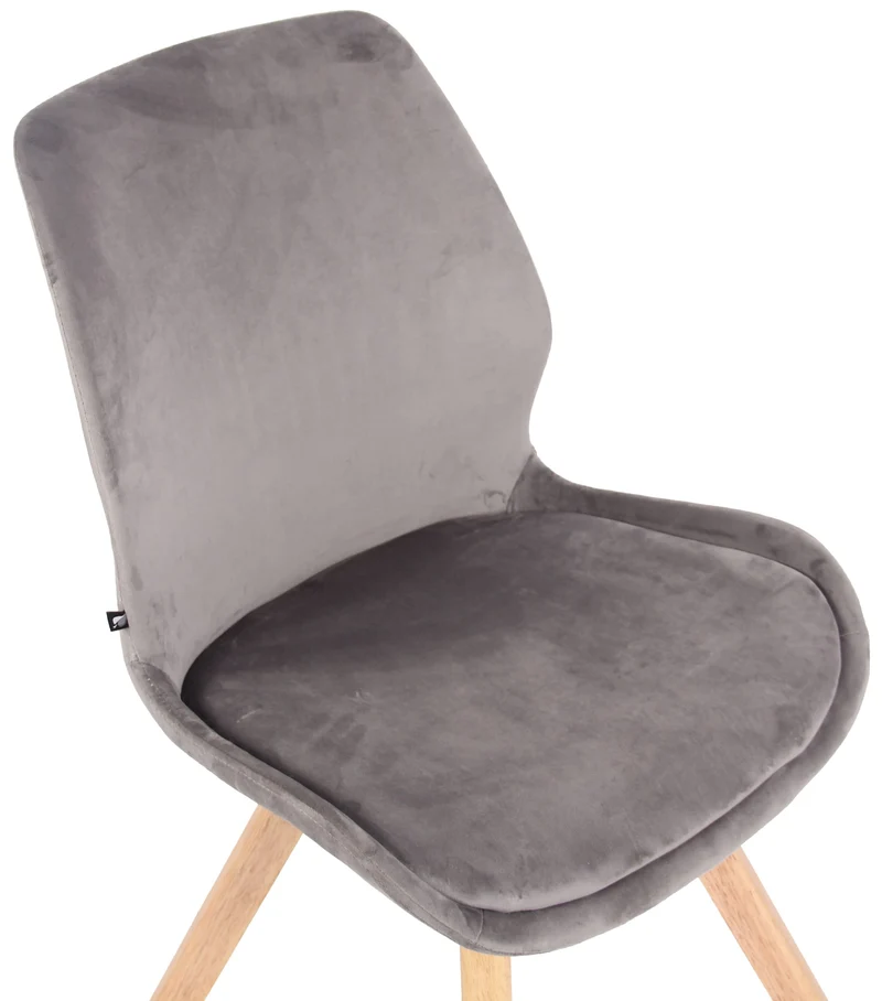 Chaise de salle à manger x1 design scandinave en velours gris et pieds en bois carrés clair 10_0002310