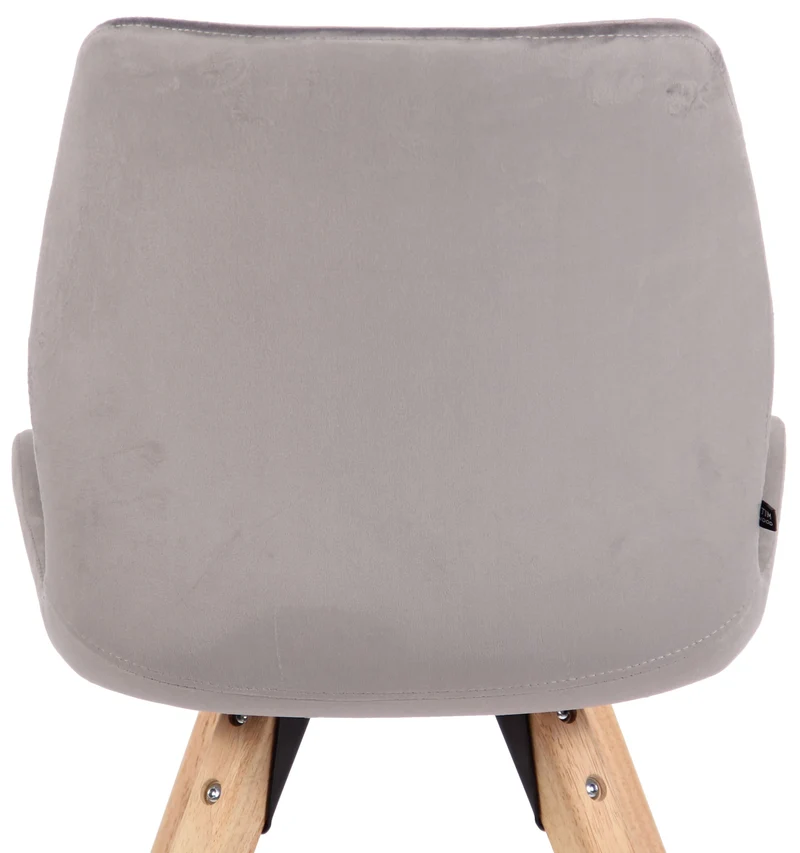 Chaise de salle à manger x1 design scandinave en velours gris et pieds en bois carrés clair 10_0002310