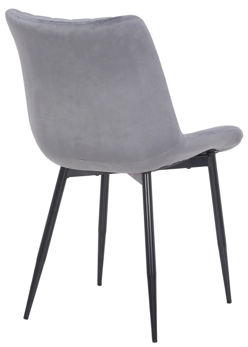 Chaise de salle à manger x1 couture décorative vertical avec pieds en métal noir mat et assise en velours gris 10_0002325