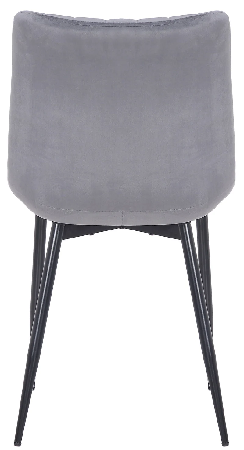 Chaise de salle à manger x1 couture décorative vertical avec pieds en métal noir mat et assise en velours gris 10_0002325