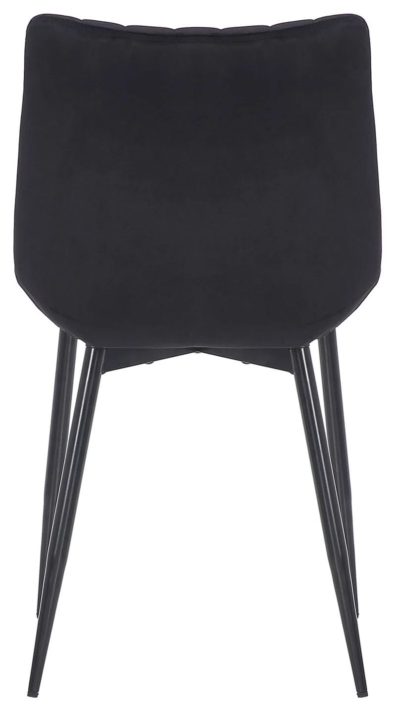 Chaise de salle à manger x1 couture décorative vertical avec pieds en métal noir mat et assise en velours noir 10_0002324