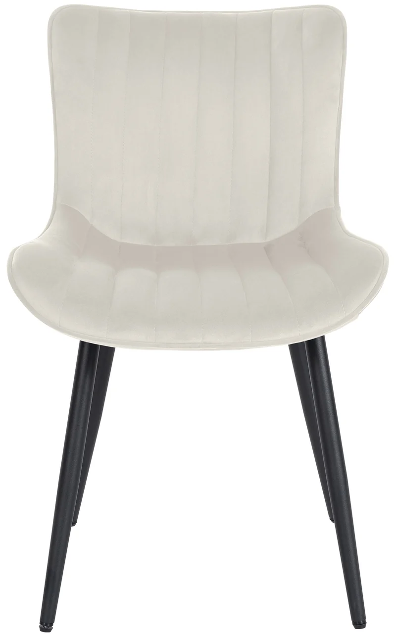 Chaise de salle à manger x1 coutures décoratives verticales avec pieds en métal noir assise en velours crème 10_0002261