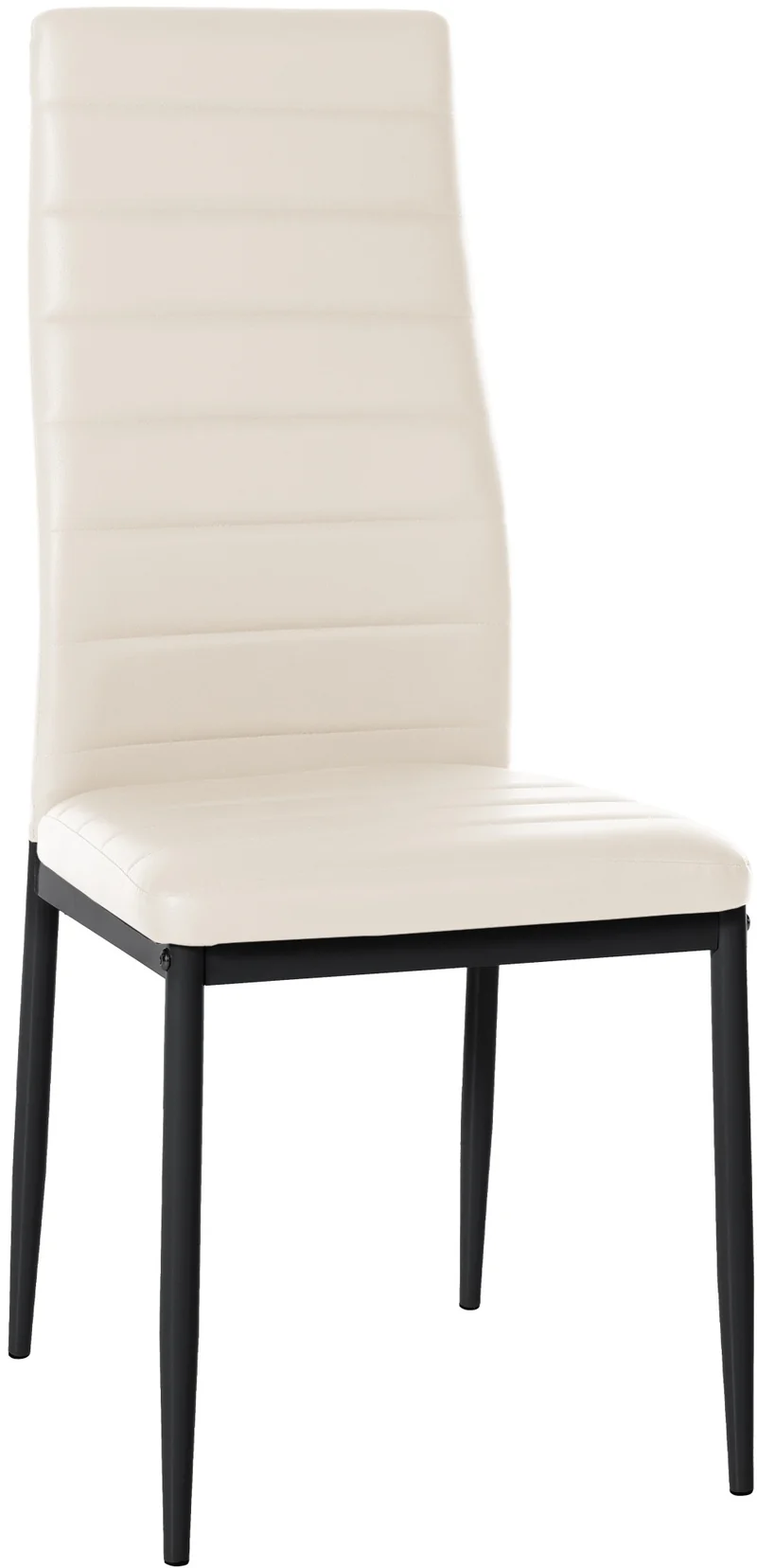 Chaise de salle à manger x1 design simple en PVC crème avec couture décorative cadre en métal noir 10_0002056