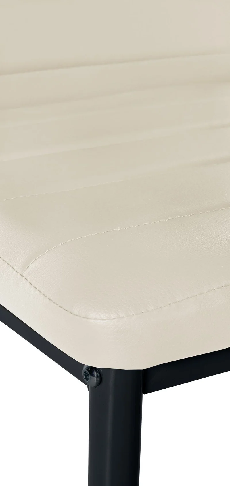 Chaise de salle à manger x1 design simple en PVC crème avec couture décorative cadre en métal noir 10_0002056
