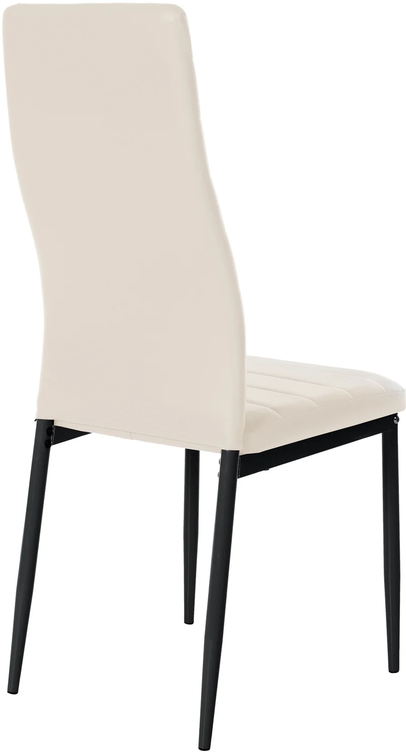 Chaise de salle à manger x1 design simple en PVC crème avec couture décorative cadre en métal noir 10_0002056