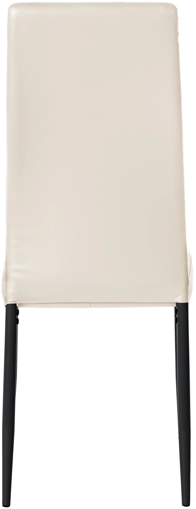 Chaise de salle à manger x1 design simple en PVC crème avec couture décorative cadre en métal noir 10_0002056