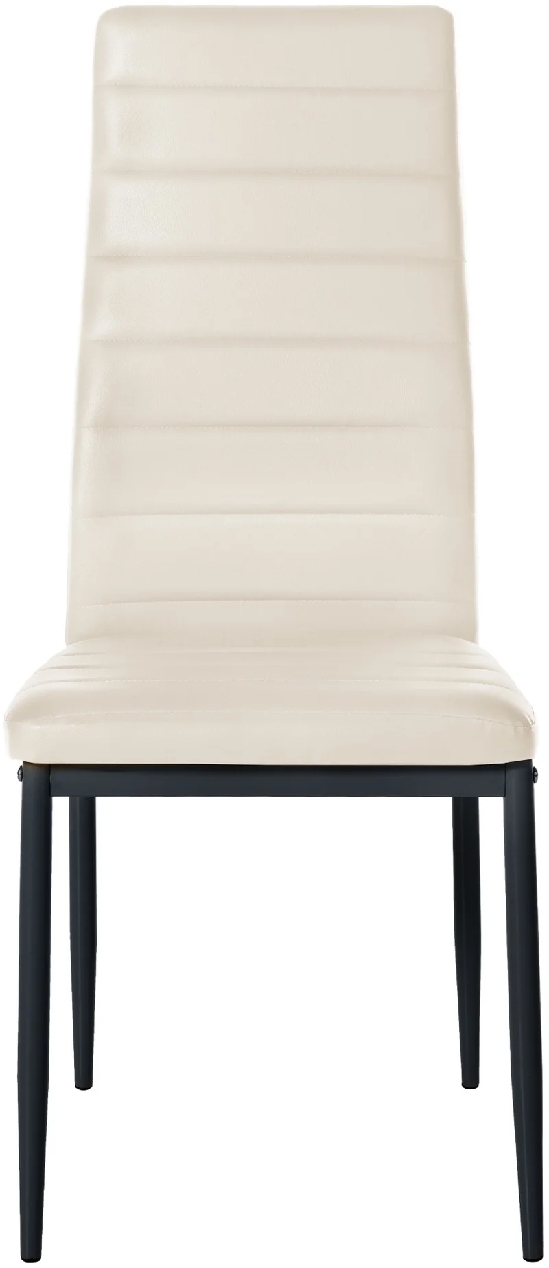 Chaise de salle à manger x1 design simple en PVC crème avec couture décorative cadre en métal noir 10_0002056