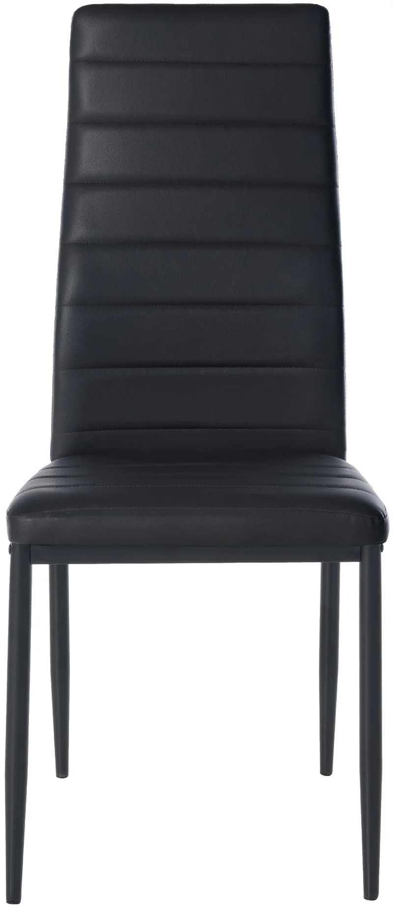 Chaise de salle à manger x1 design simple en PVC noir avec couture décorative cadre en métal noir 10_0002054