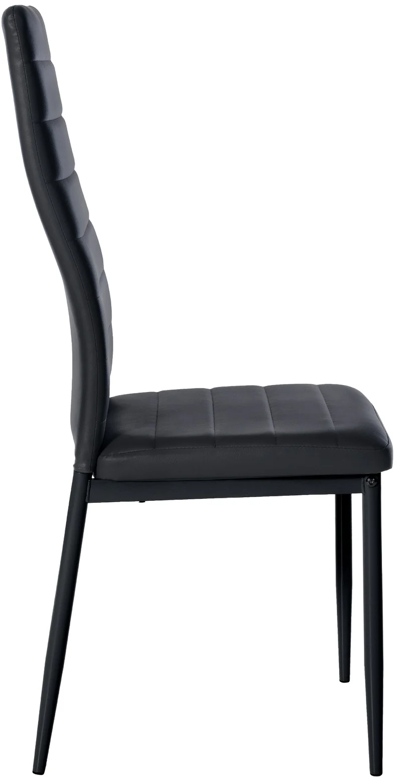 Chaise de salle à manger x1 design simple en PVC noir avec couture décorative cadre en métal noir 10_0002054
