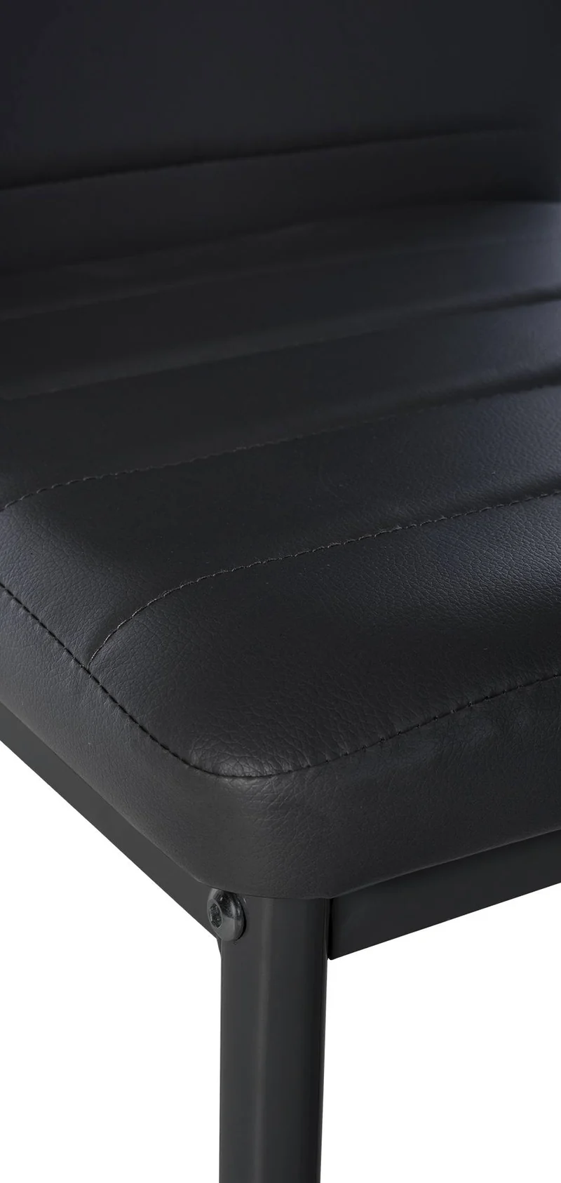 Chaise de salle à manger x1 design simple en PVC noir avec couture décorative cadre en métal noir 10_0002054