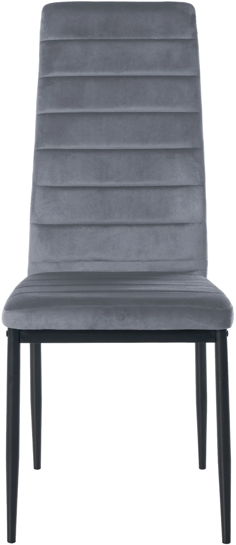 Chaise de salle à manger x1 design simple en velours gris clair avec couture décorative cadre en métal noir 10_0002058