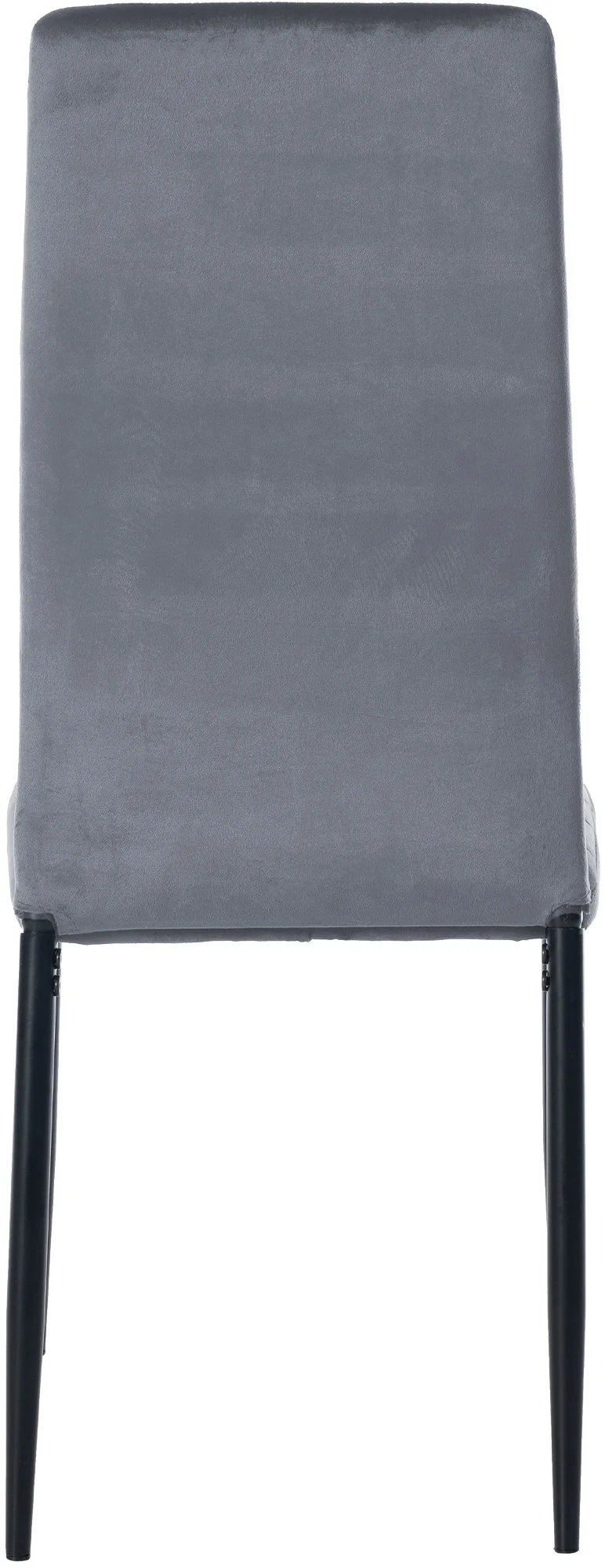 Chaise de salle à manger x1 design simple en velours gris clair avec couture décorative cadre en métal noir 10_0002058