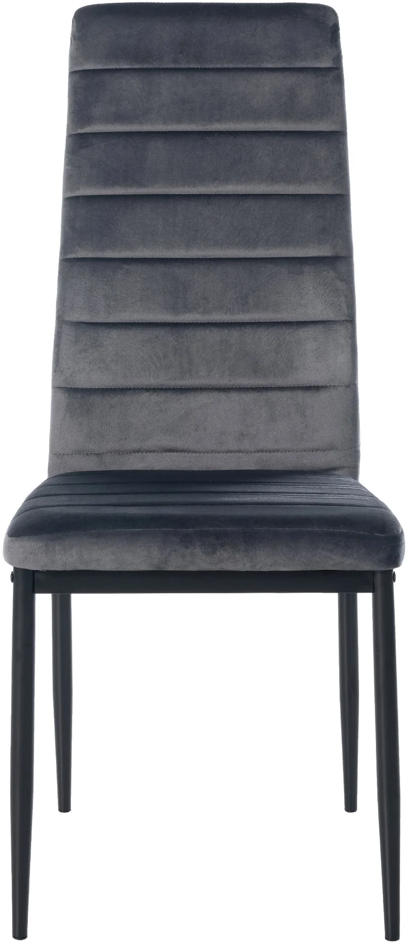 Chaise de salle à manger x1 design simple en velours gris avec couture décorative cadre en métal noir 10_0002057