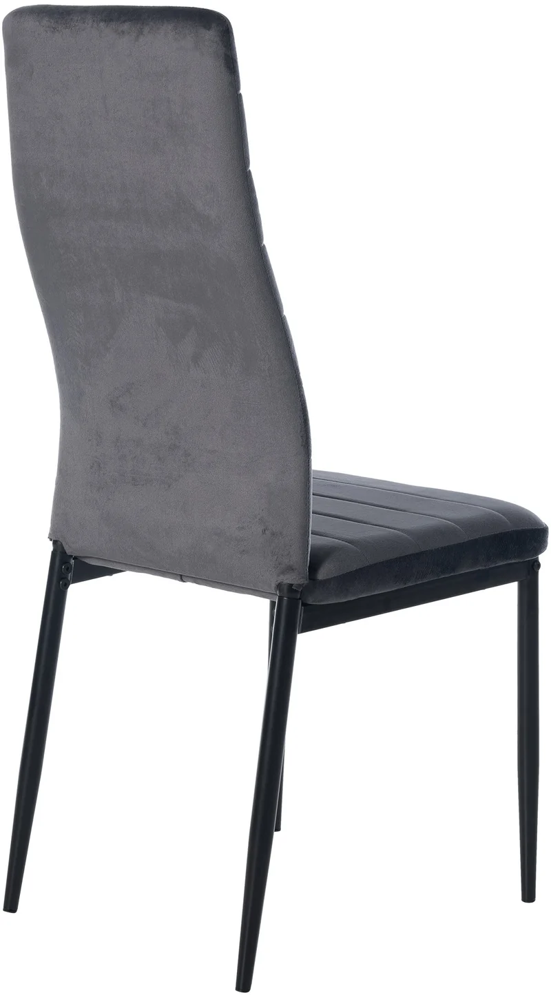 Chaise de salle à manger x1 design simple en velours gris avec couture décorative cadre en métal noir 10_0002057