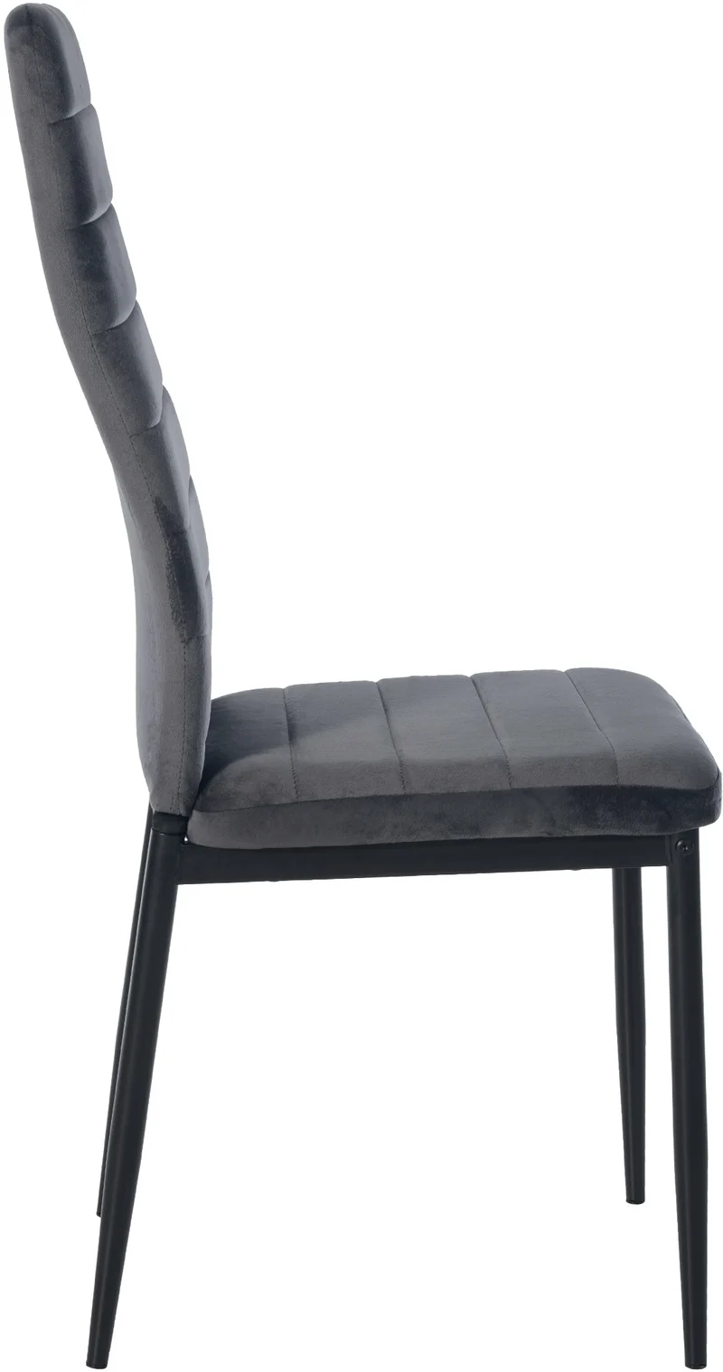 Chaise de salle à manger x1 design simple en velours gris avec couture décorative cadre en métal noir 10_0002057