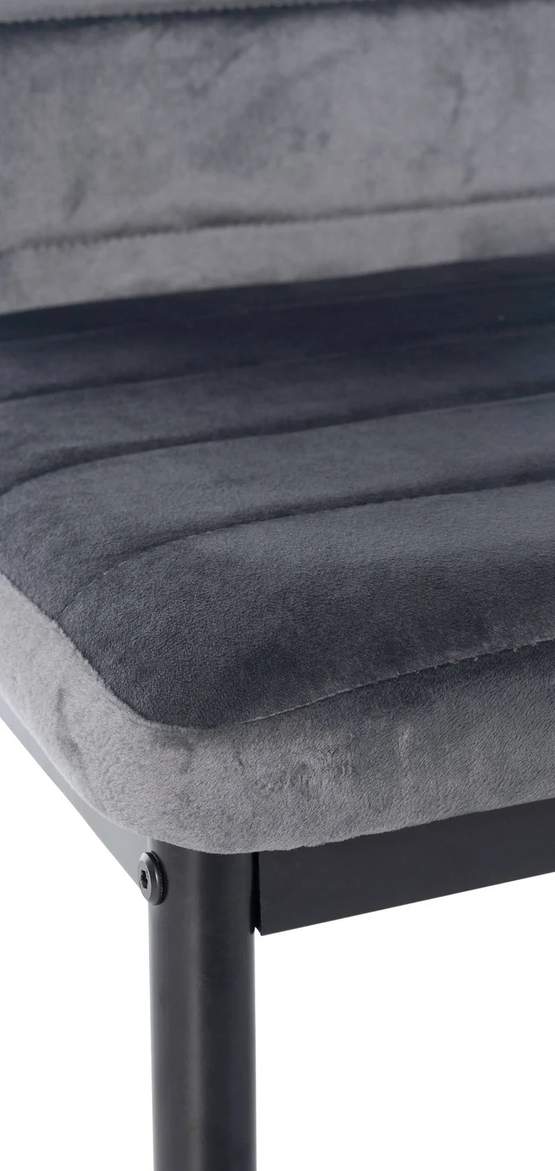 Chaise de salle à manger x1 design simple en velours gris avec couture décorative cadre en métal noir 10_0002057