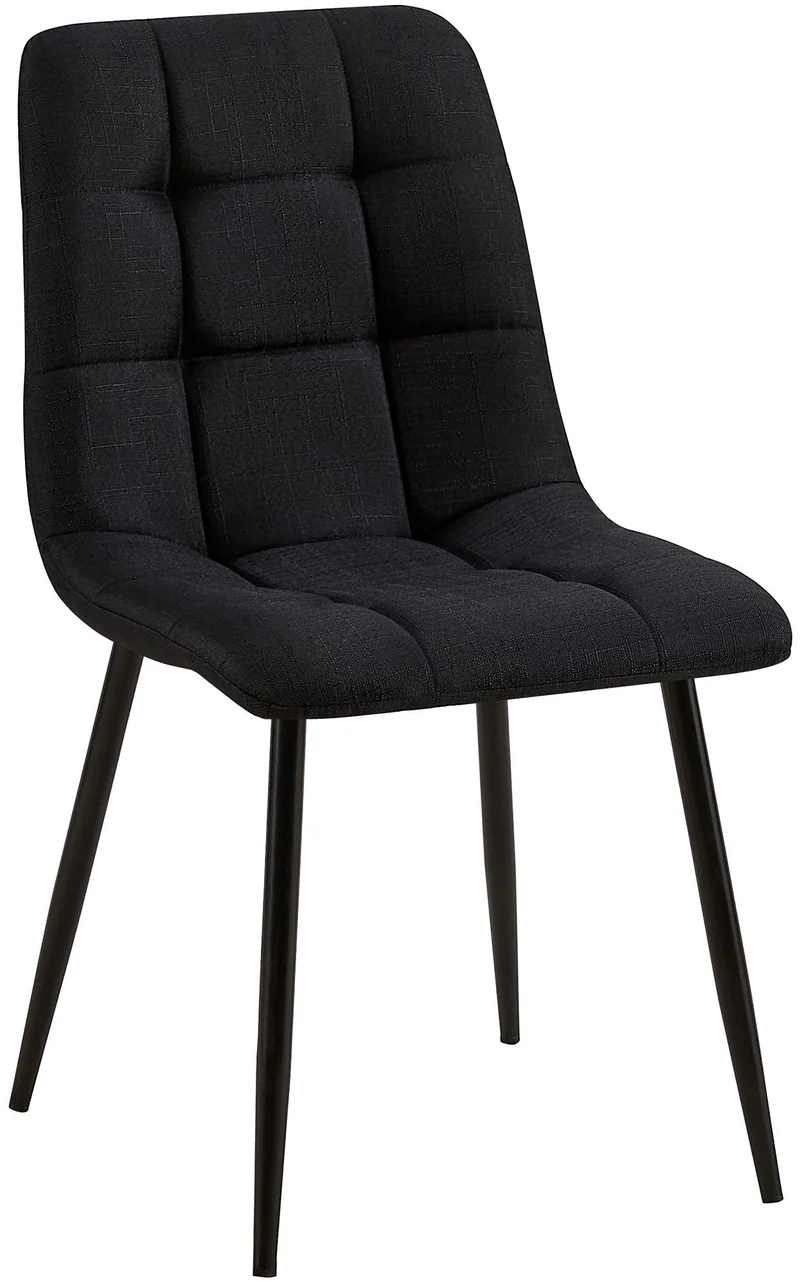 Chaise de salle à manger x1 coutures décoratives carrées en tissu noir et métal noir 10_0002139