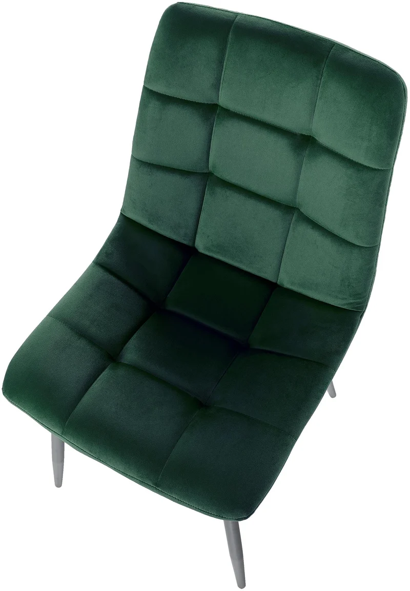 Chaise de salle à manger x1 coutures décoratives carrées en tissu velours vert et métal noir 10_0002129