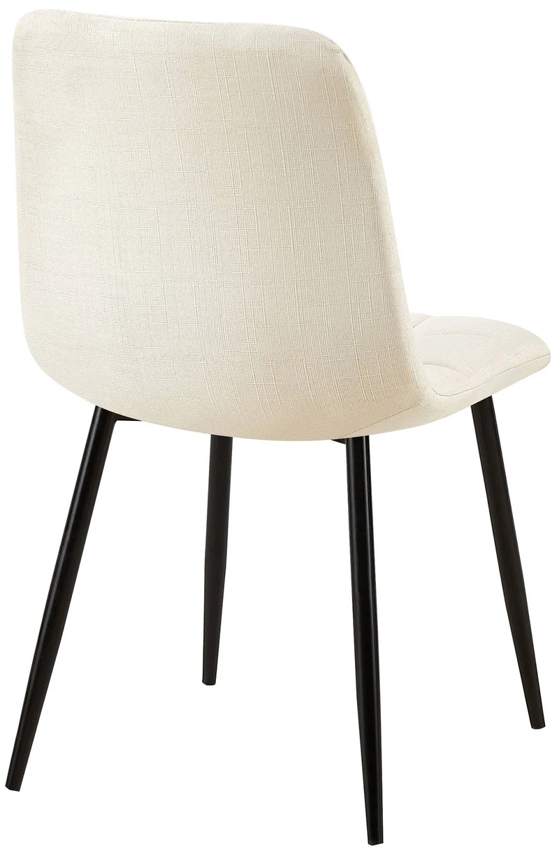 Chaise de salle à manger x1 coutures décoratives carrées en tissu crème et métal noir 10_0002142