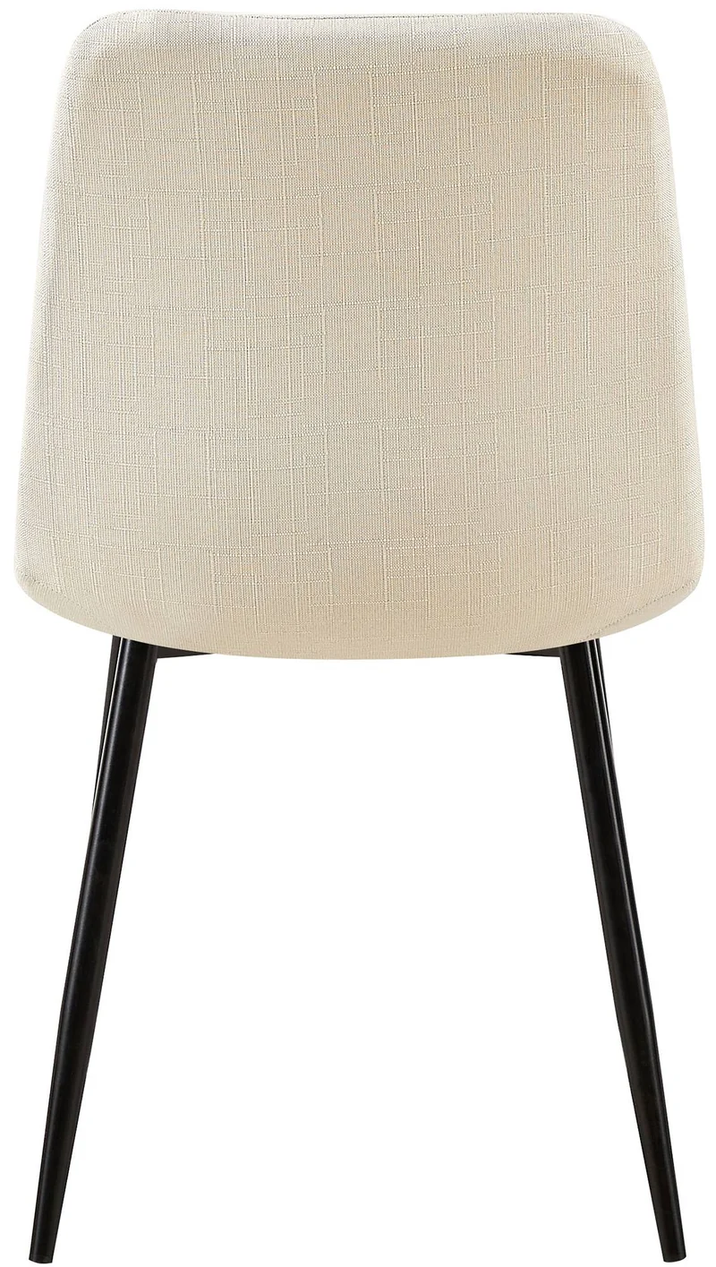 Chaise de salle à manger x1 coutures décoratives carrées en tissu crème et métal noir 10_0002142