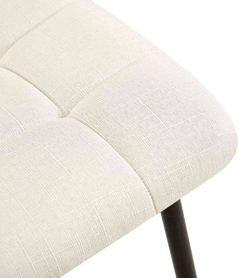 Chaise de salle à manger x1 coutures décoratives carrées en tissu crème et métal noir 10_0002142