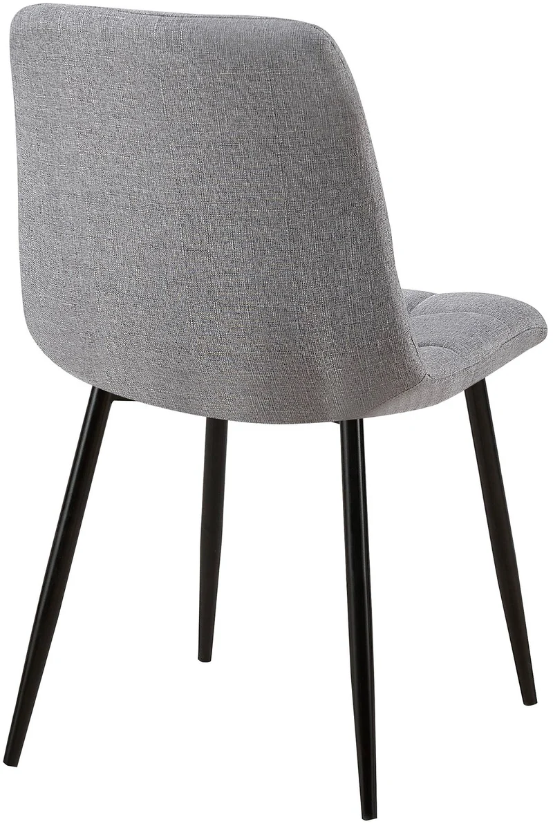 Chaise de salle à manger x1 coutures décoratives carrées en tissu gris et métal noir 10_0002138