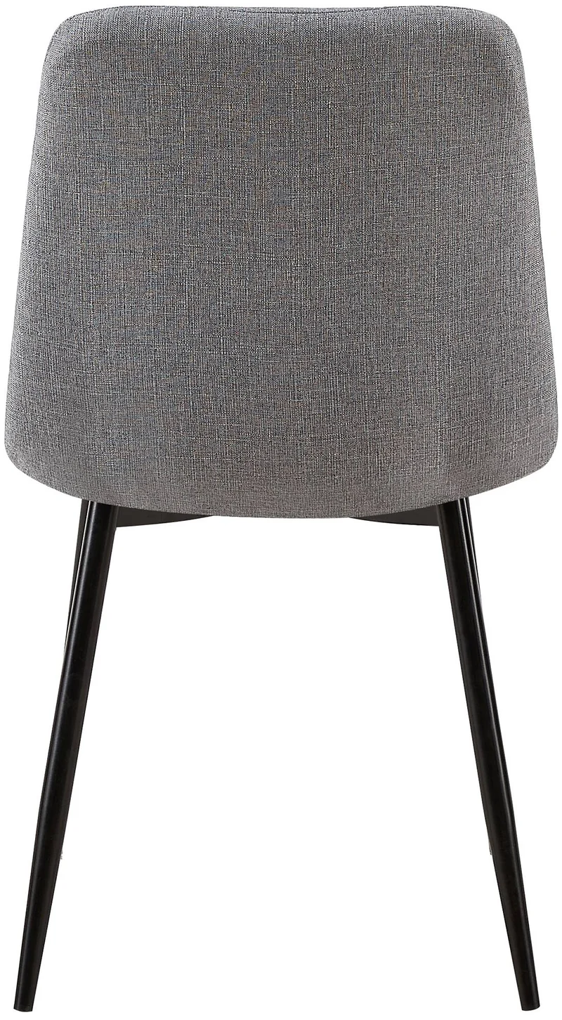 Chaise de salle à manger x1 coutures décoratives carrées en tissu gris et métal noir 10_0002138