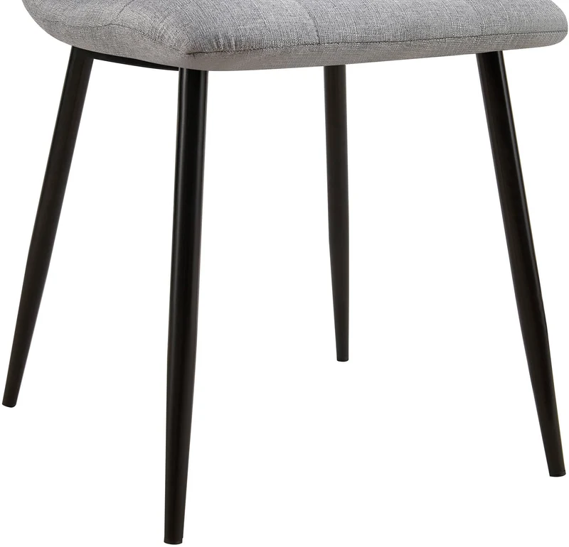 Chaise de salle à manger x1 coutures décoratives carrées en tissu gris et métal noir 10_0002138