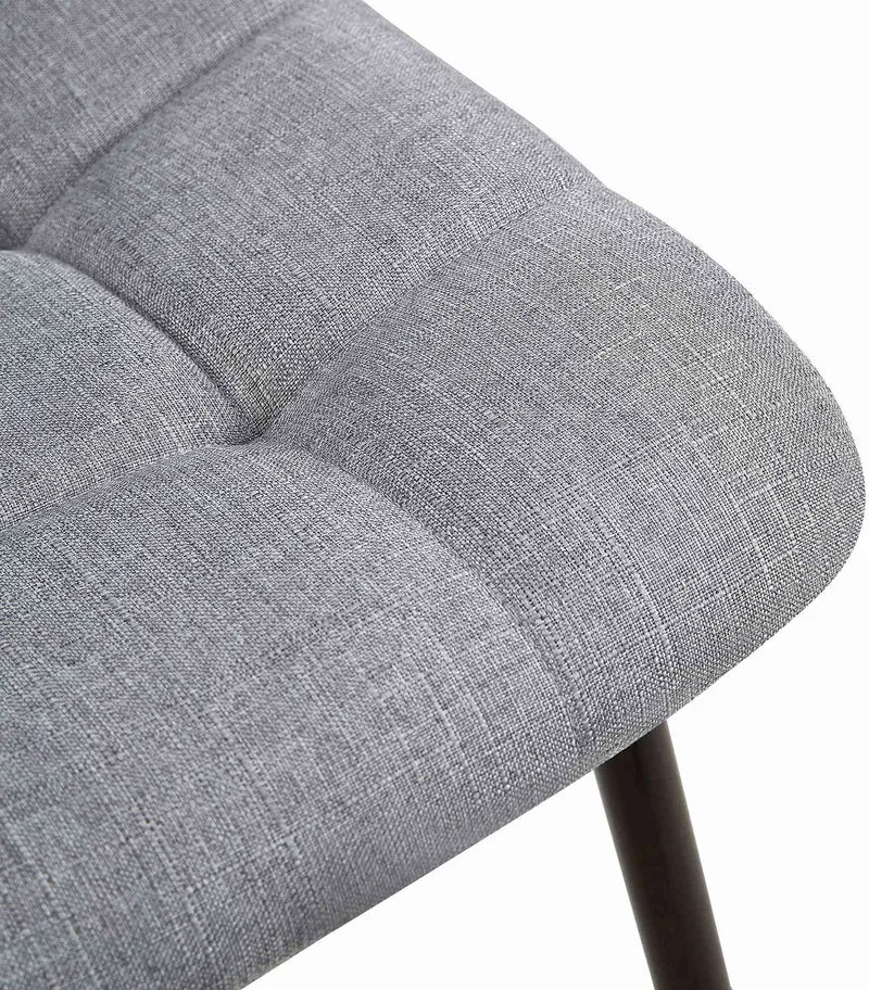 Chaise de salle à manger x1 coutures décoratives carrées en tissu gris et métal noir 10_0002138