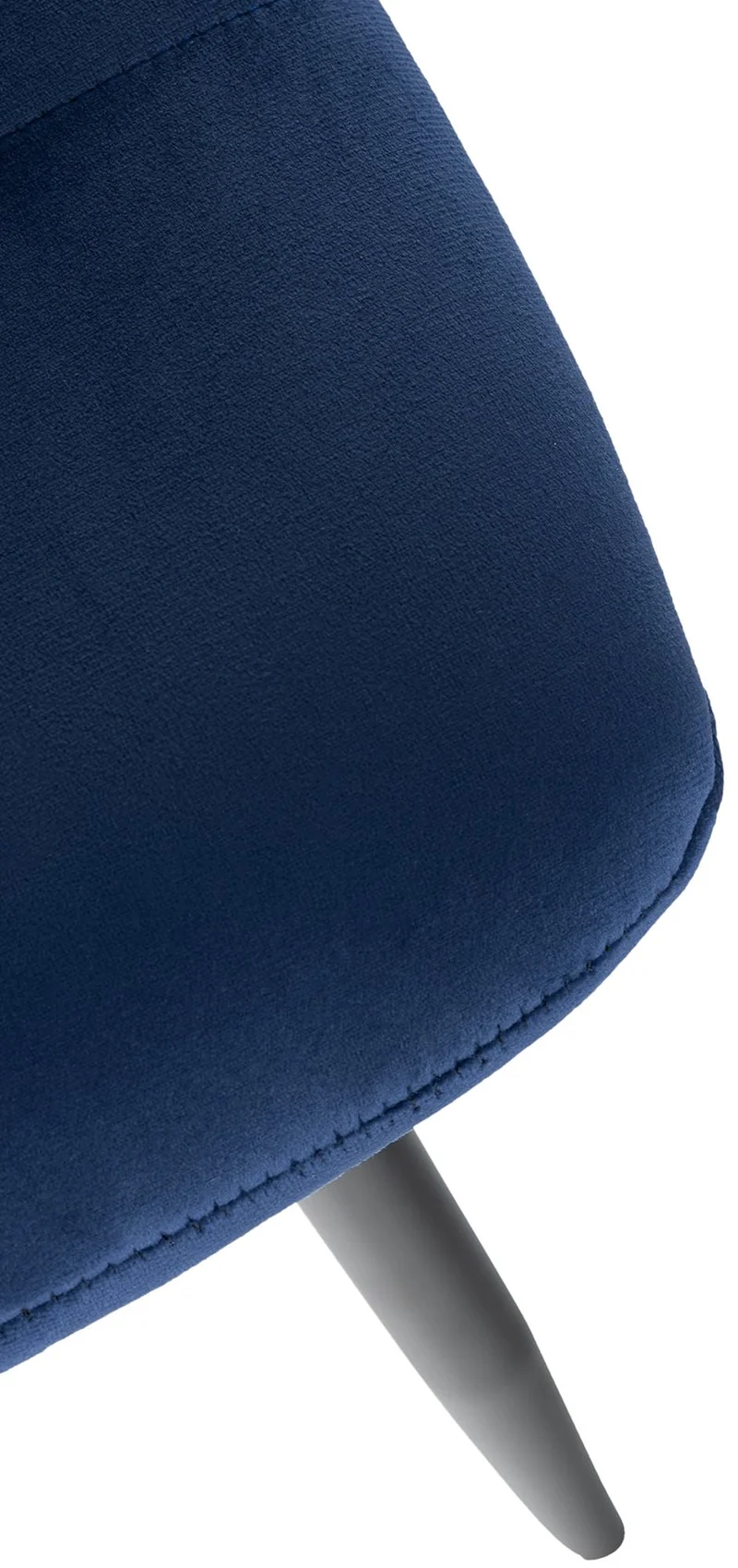 Chaise de salle à manger x1 coutures décoratives carrées en tissu velours bleu et métal noir 10_0002127