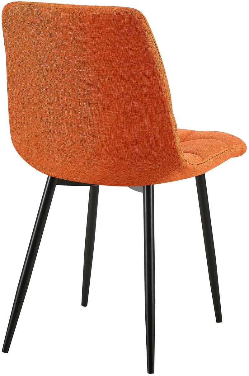 Chaise de salle à manger x1 coutures décoratives carrées en tissu orange et métal noir 10_0002143