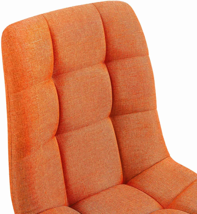 Chaise de salle à manger x1 coutures décoratives carrées en tissu orange et métal noir 10_0002143