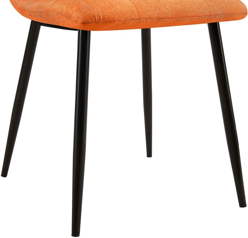 Chaise de salle à manger x1 coutures décoratives carrées en tissu orange et métal noir 10_0002143