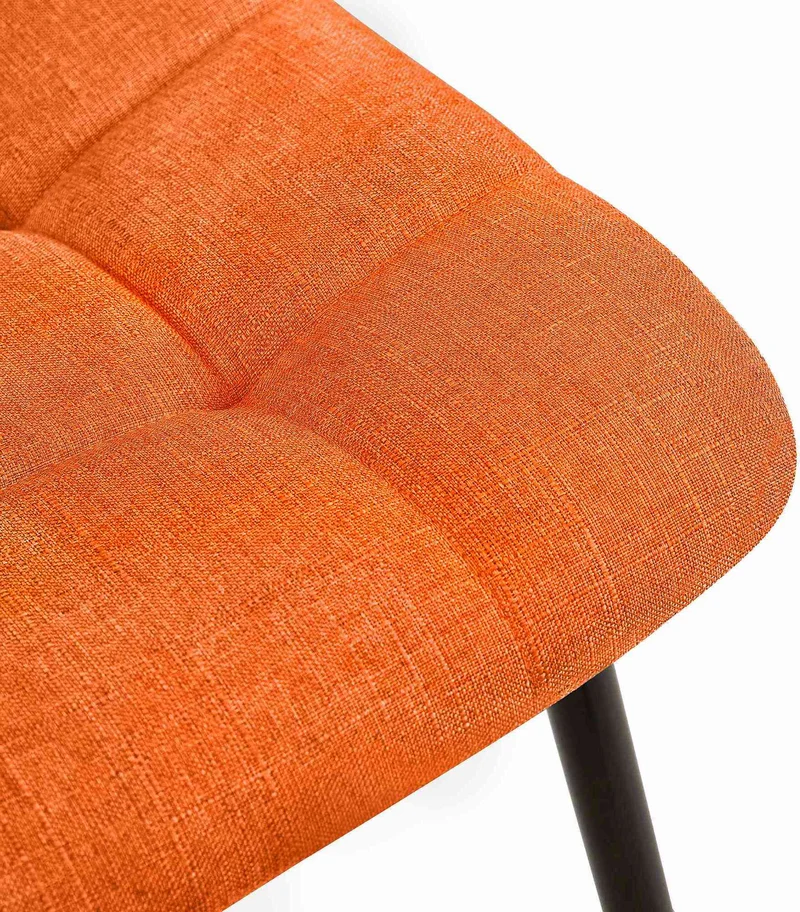 Chaise de salle à manger x1 coutures décoratives carrées en tissu orange et métal noir 10_0002143