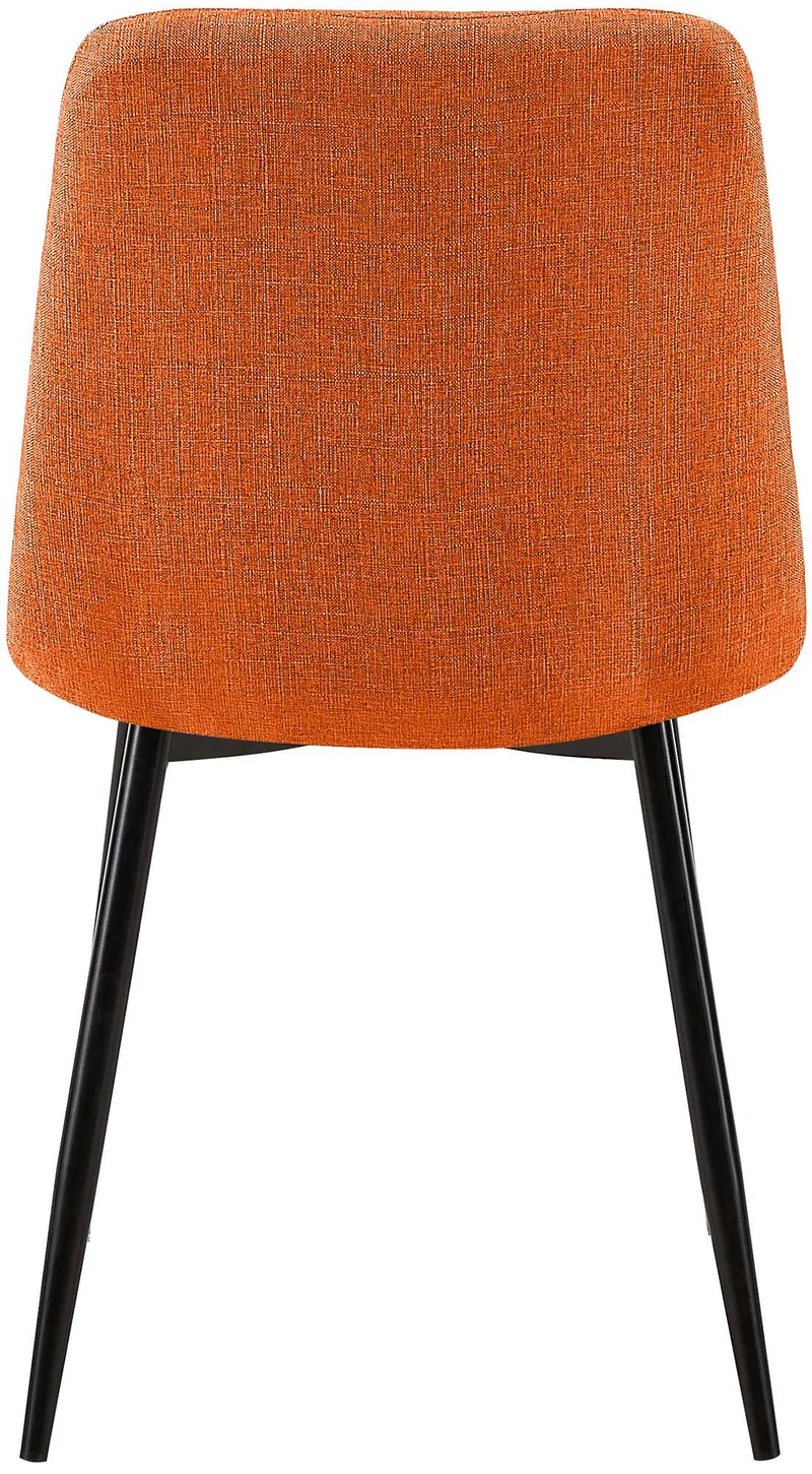 Chaise de salle à manger x1 coutures décoratives carrées en tissu orange et métal noir 10_0002143