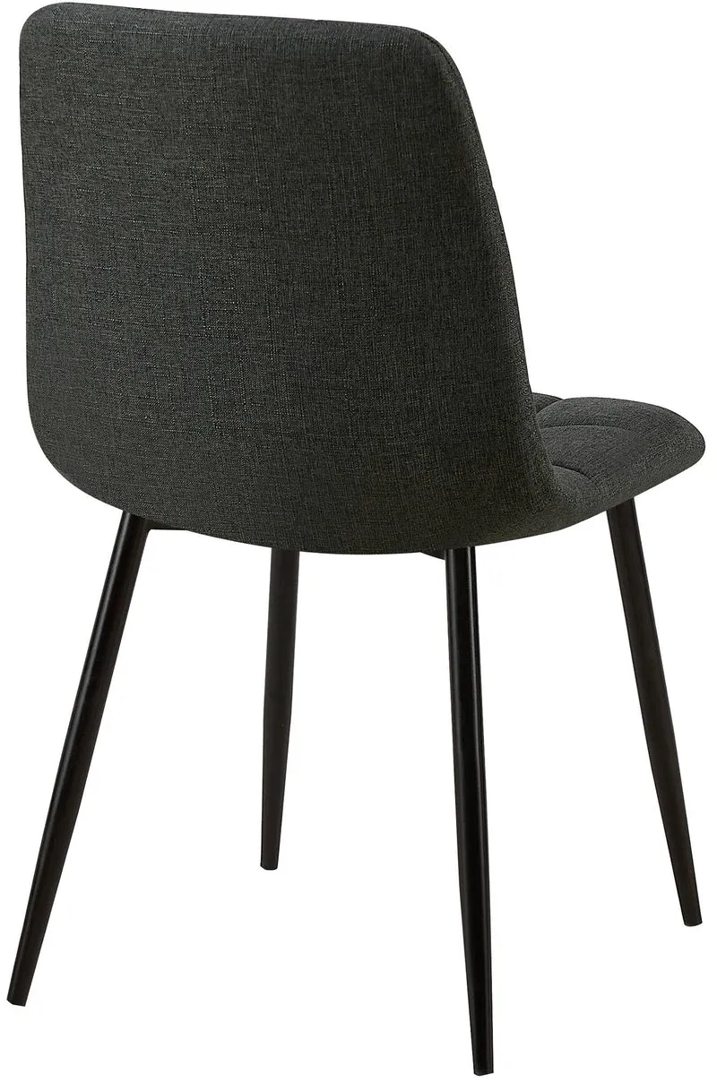 Chaise de salle à manger x1 coutures décoratives carrées en tissu gris foncé et métal noir 10_0002137