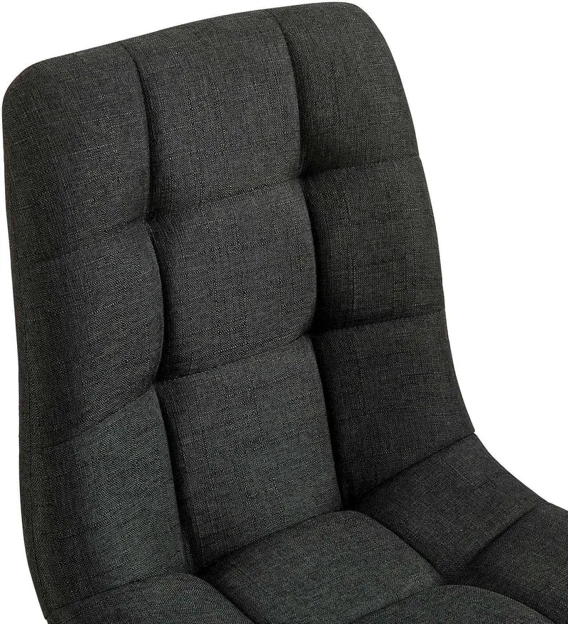 Chaise de salle à manger x1 coutures décoratives carrées en tissu gris foncé et métal noir 10_0002137
