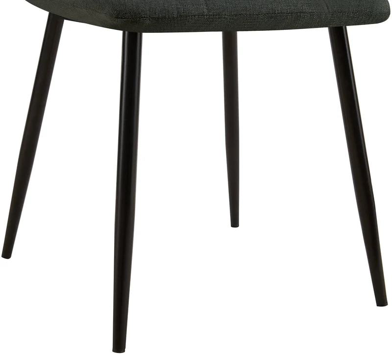 Chaise de salle à manger x1 coutures décoratives carrées en tissu gris foncé et métal noir 10_0002137