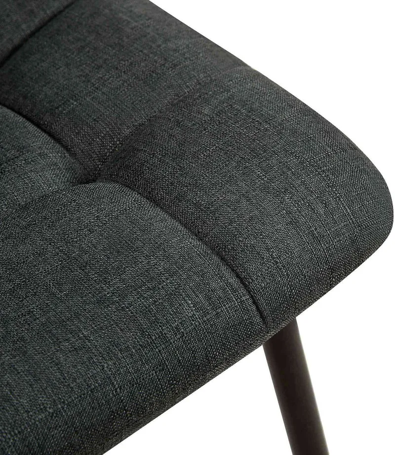 Chaise de salle à manger x1 coutures décoratives carrées en tissu gris foncé et métal noir 10_0002137