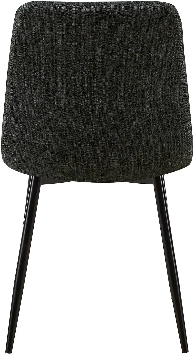 Chaise de salle à manger x1 coutures décoratives carrées en tissu gris foncé et métal noir 10_0002137