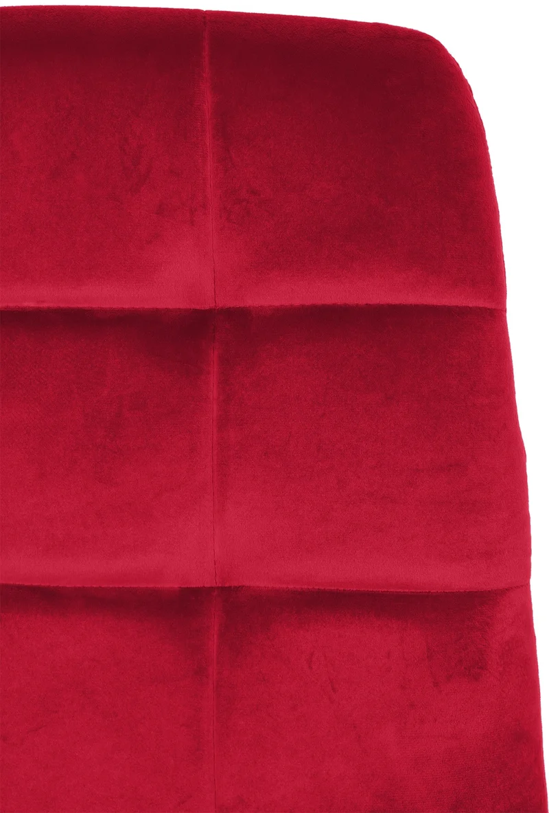 Chaise de salle à manger x1 coutures décoratives carrées en tissu velours rouge et métal noir 10_0002134