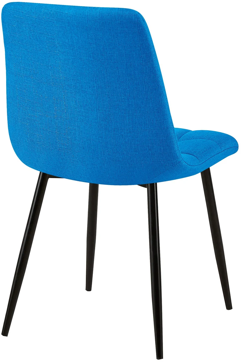 Chaise de salle à manger x1 coutures décoratives carrées en tissu turquoise et métal noir 10_0002144