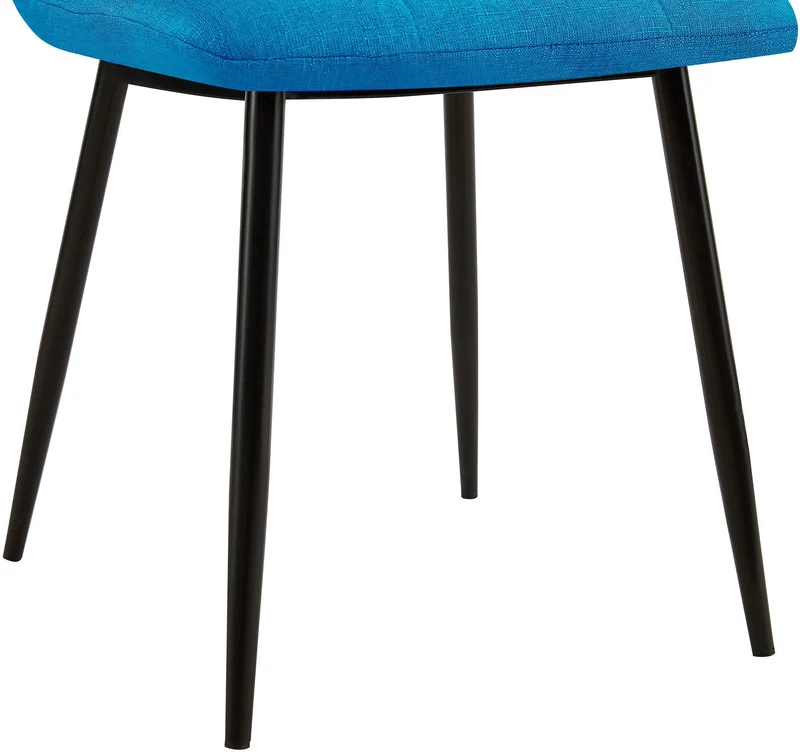 Chaise de salle à manger x1 coutures décoratives carrées en tissu turquoise et métal noir 10_0002144