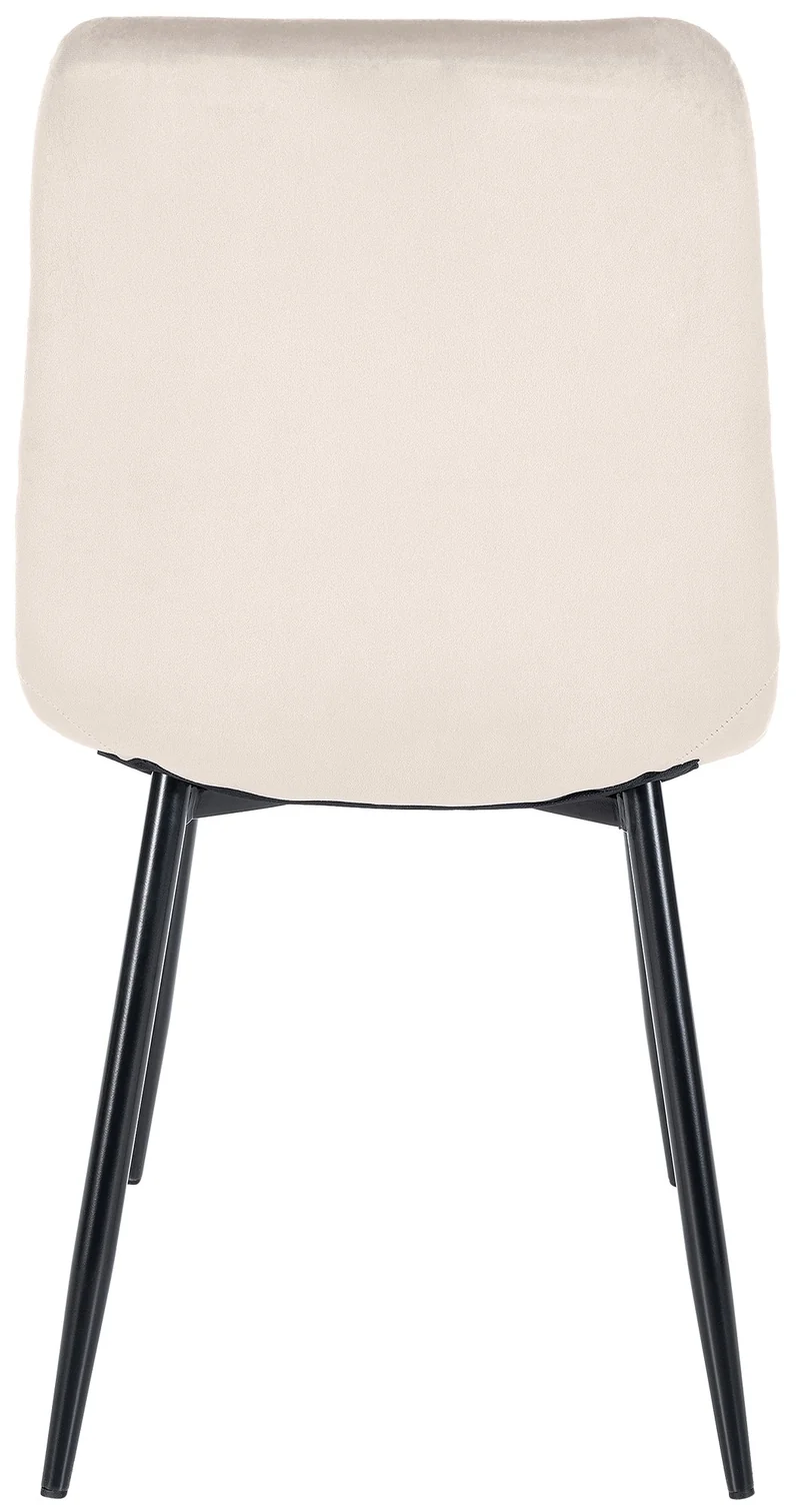 Chaise de salle à manger x1 coutures décoratives carrées en tissu velours crème et métal noir 10_0002133