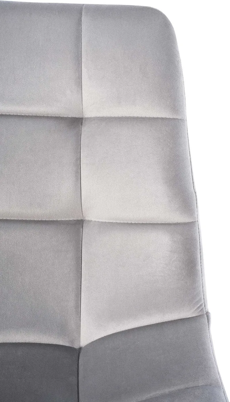 Chaise de salle à manger x1 coutures décoratives carrées en tissu velours gris et métal noir 10_0002131