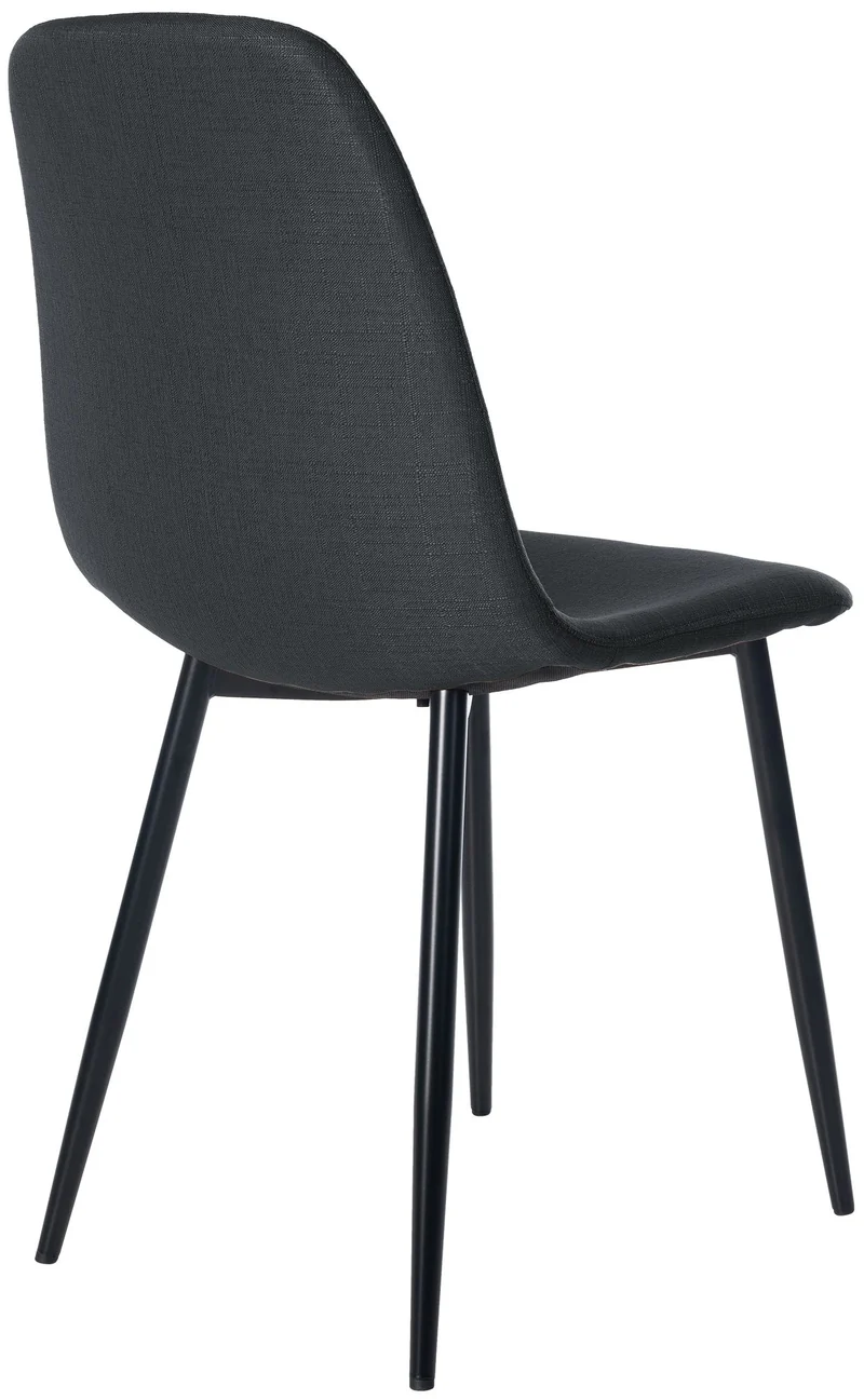 Chaise de salle à manger x1 design simple avec pieds en métal noir assise en tissu noir 10_0002073