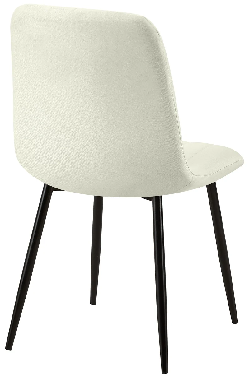 Chaise de salle à manger x1 coutures décoratives verticales assise en tissu crème pieds en métal noir 10_0002211