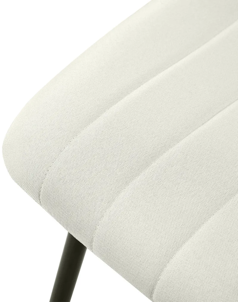 Chaise de salle à manger x1 coutures décoratives verticales assise en tissu crème pieds en métal noir 10_0002211